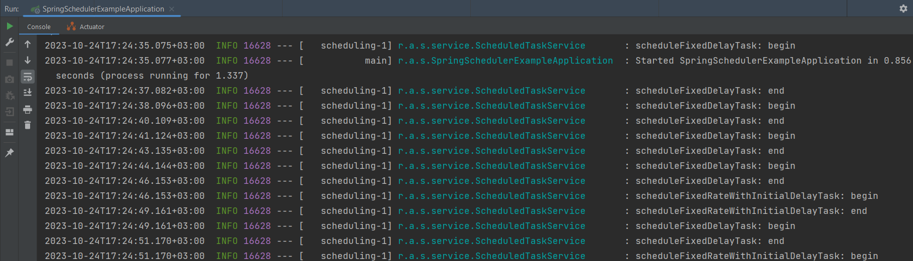 Работа метода scheduleFixedRateWithInitialDelayTask
